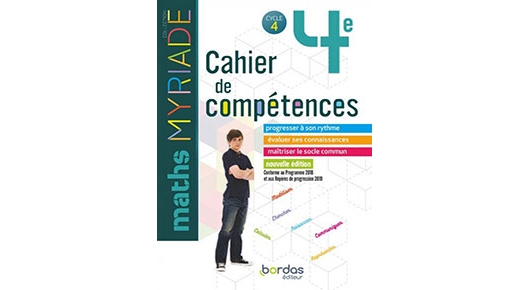 Cahier de compétences 4e Myriade - Mathématiques - ressources gratuites